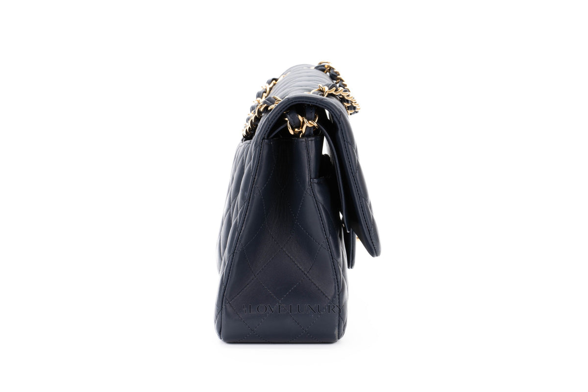 Chanel Jumbo Classic Flap Navy Lambskin Gold Hardware - view 5