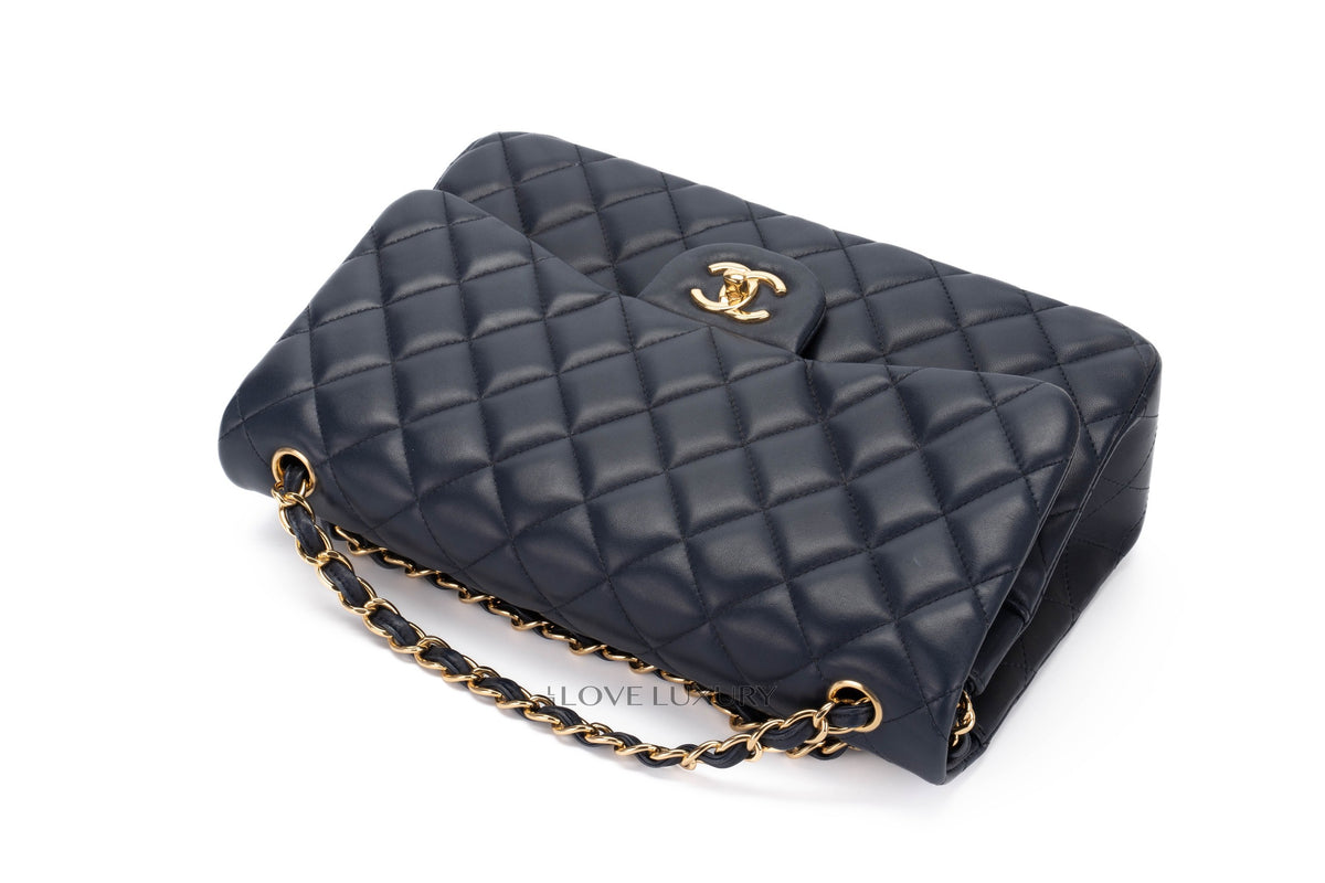 Chanel Jumbo Classic Flap Navy Lambskin Gold Hardware - view 8