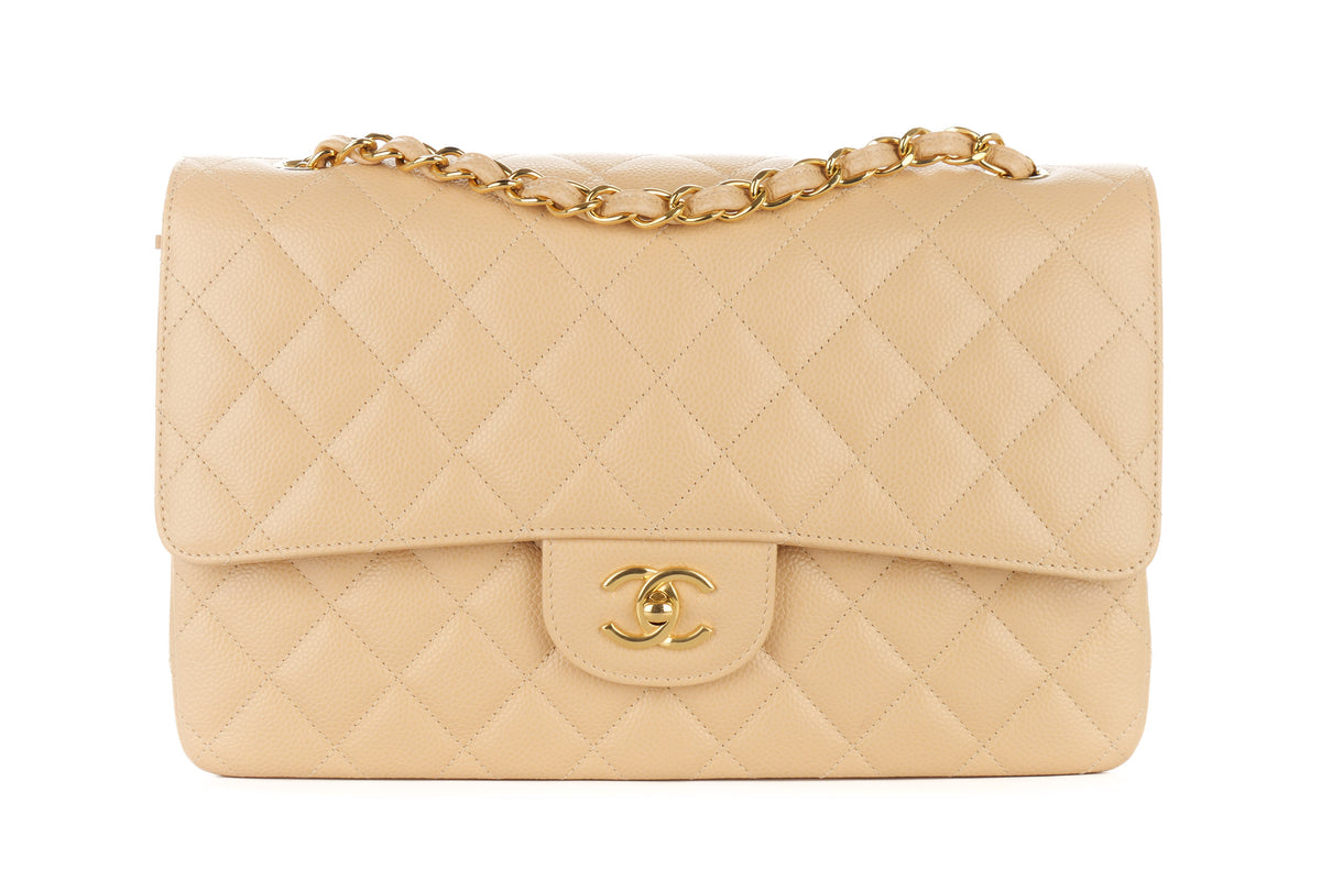 Chanel Jumbo Double Classic Flap Beige Caviar Gold Hardware - view 1