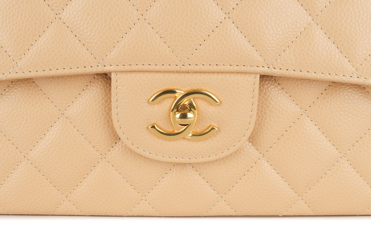 Chanel Jumbo Double Classic Flap Beige Caviar Gold Hardware - view 7