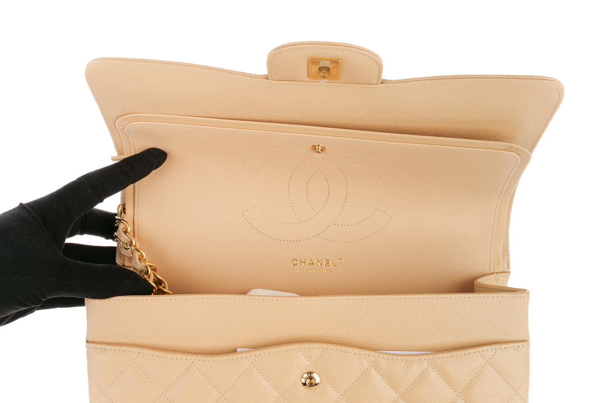 Chanel Jumbo Double Classic Flap Beige Caviar Gold Hardware - view 8