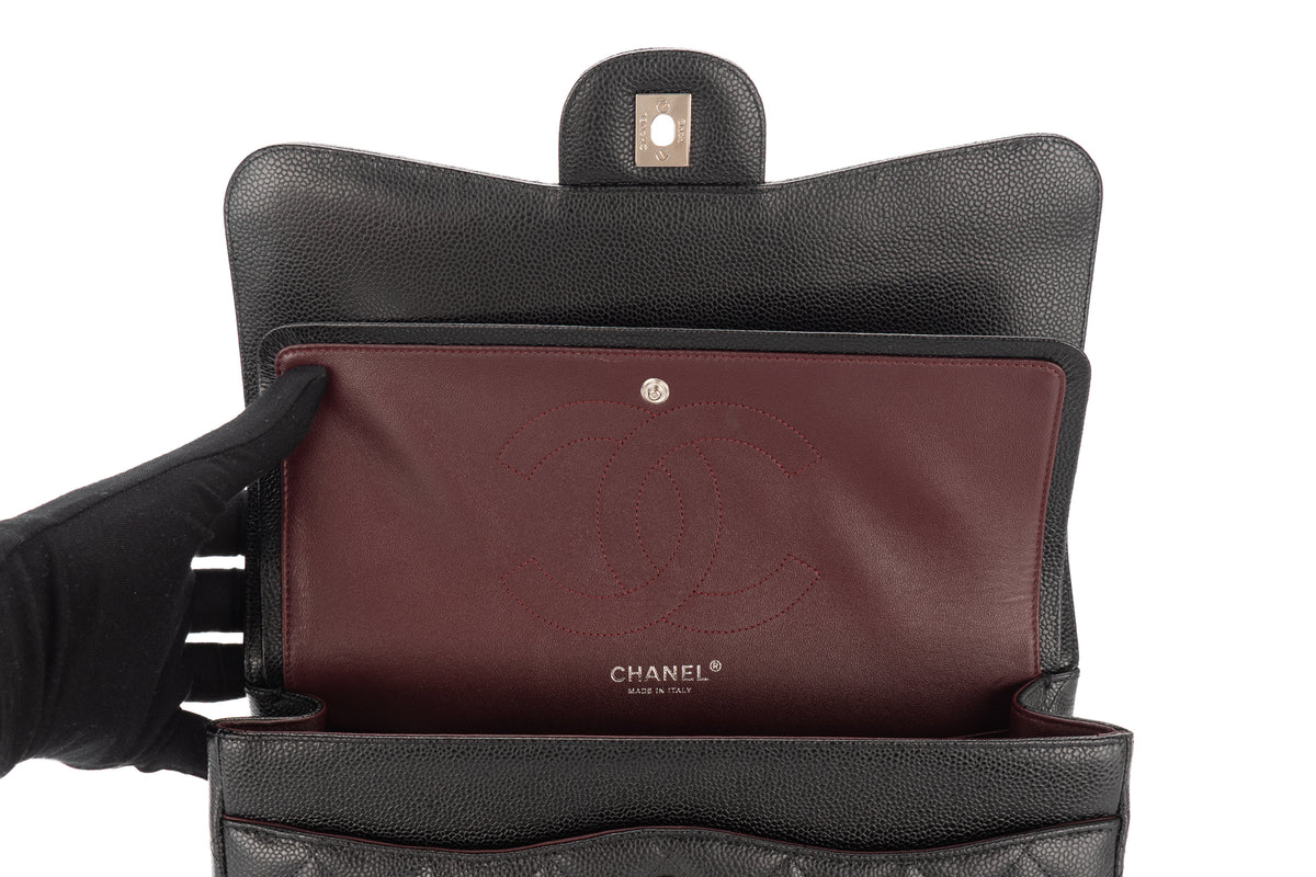 Chanel Jumbo Double Classic Flap Black Caviar Silver Hardware - view 9