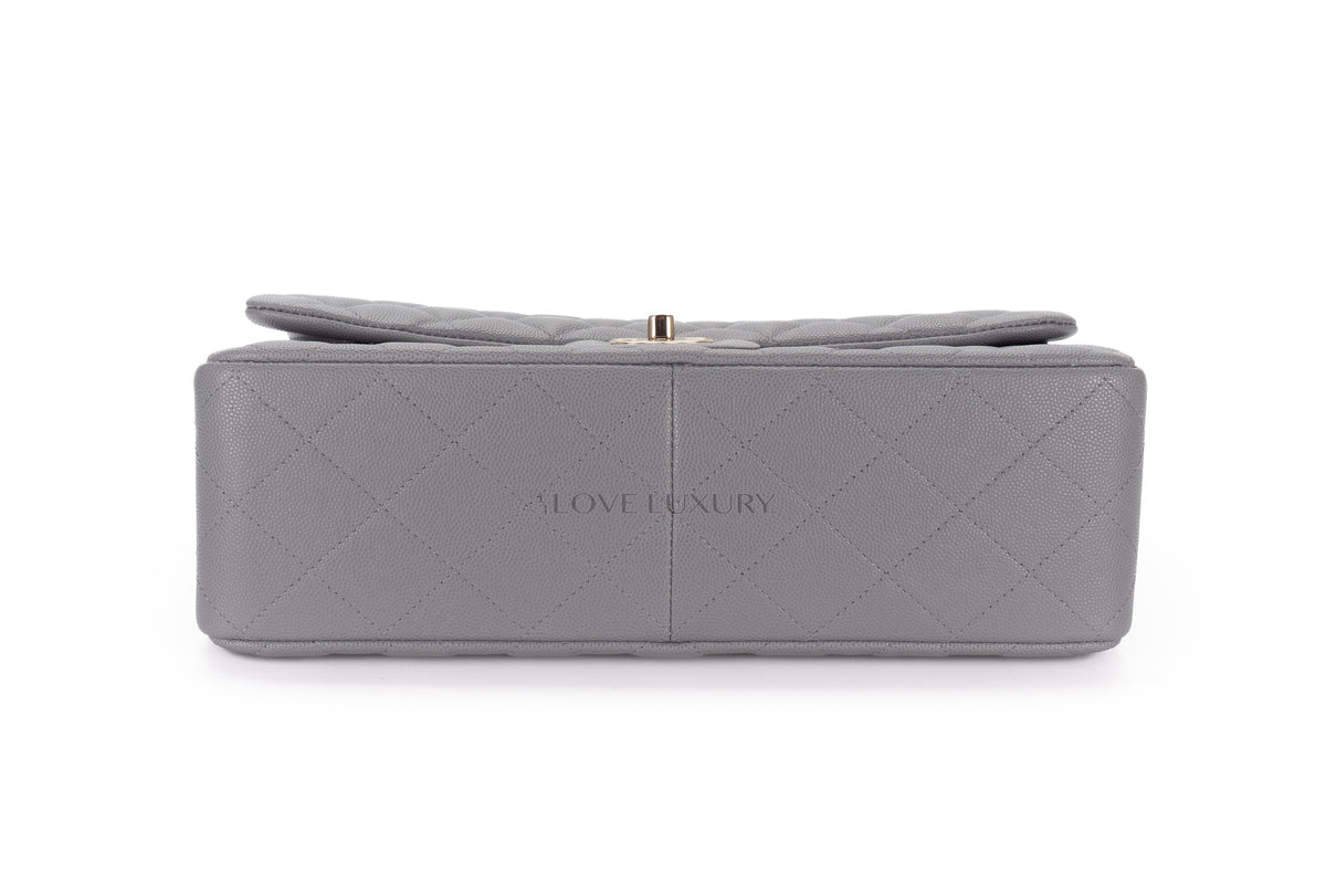 Chanel Jumbo Bag Grey Pale Caviar Light Gold Hardware - view 6