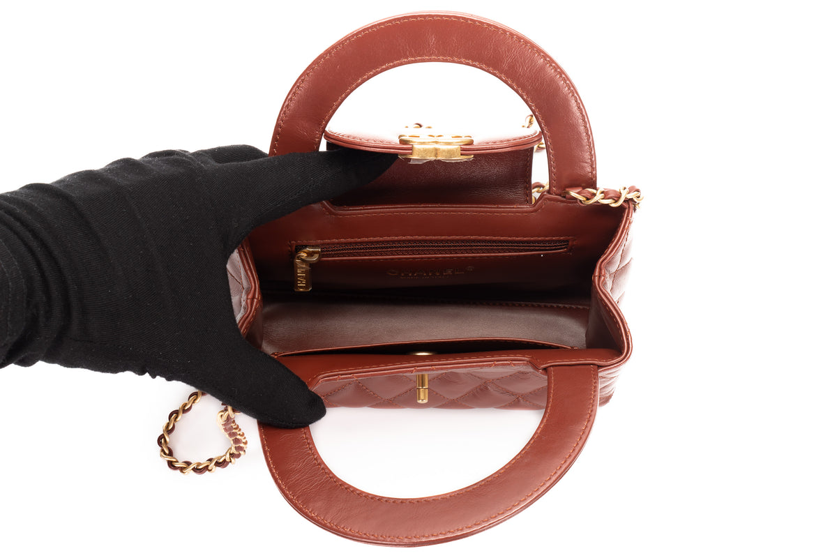 Chanel Small Kelly Rust Brown Lambskin Gold Hardware - view 11