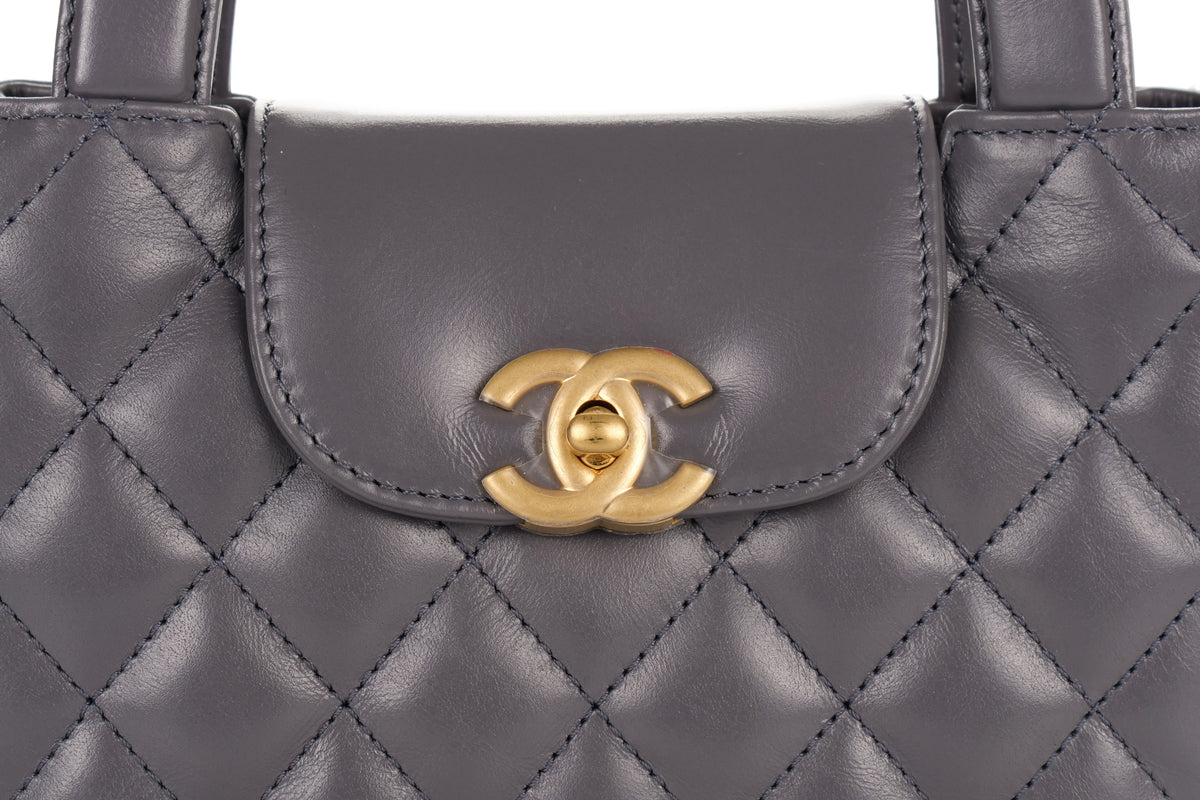 Chanel Small Kelly Tote Grey Lambskin Gold Hardware - view 7