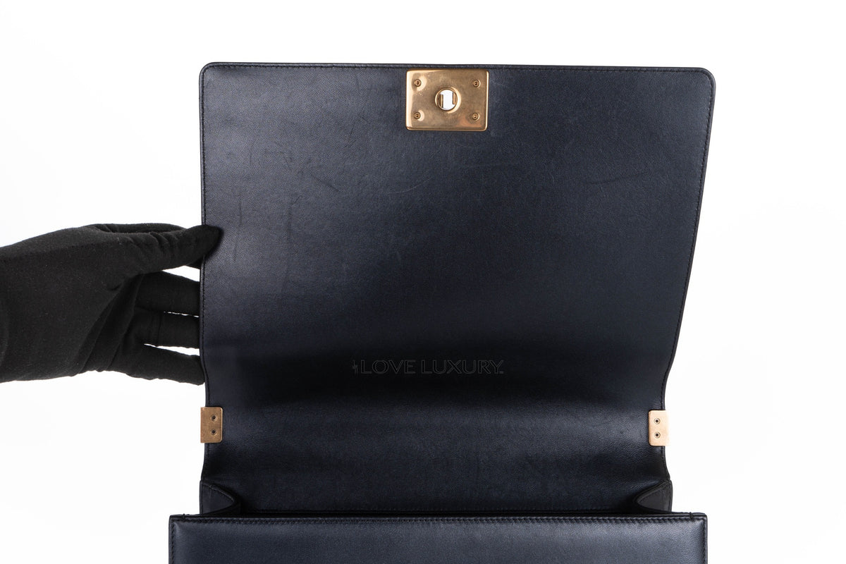 Chanel Large Boy Black Lambskin Gold Hardware - view 10