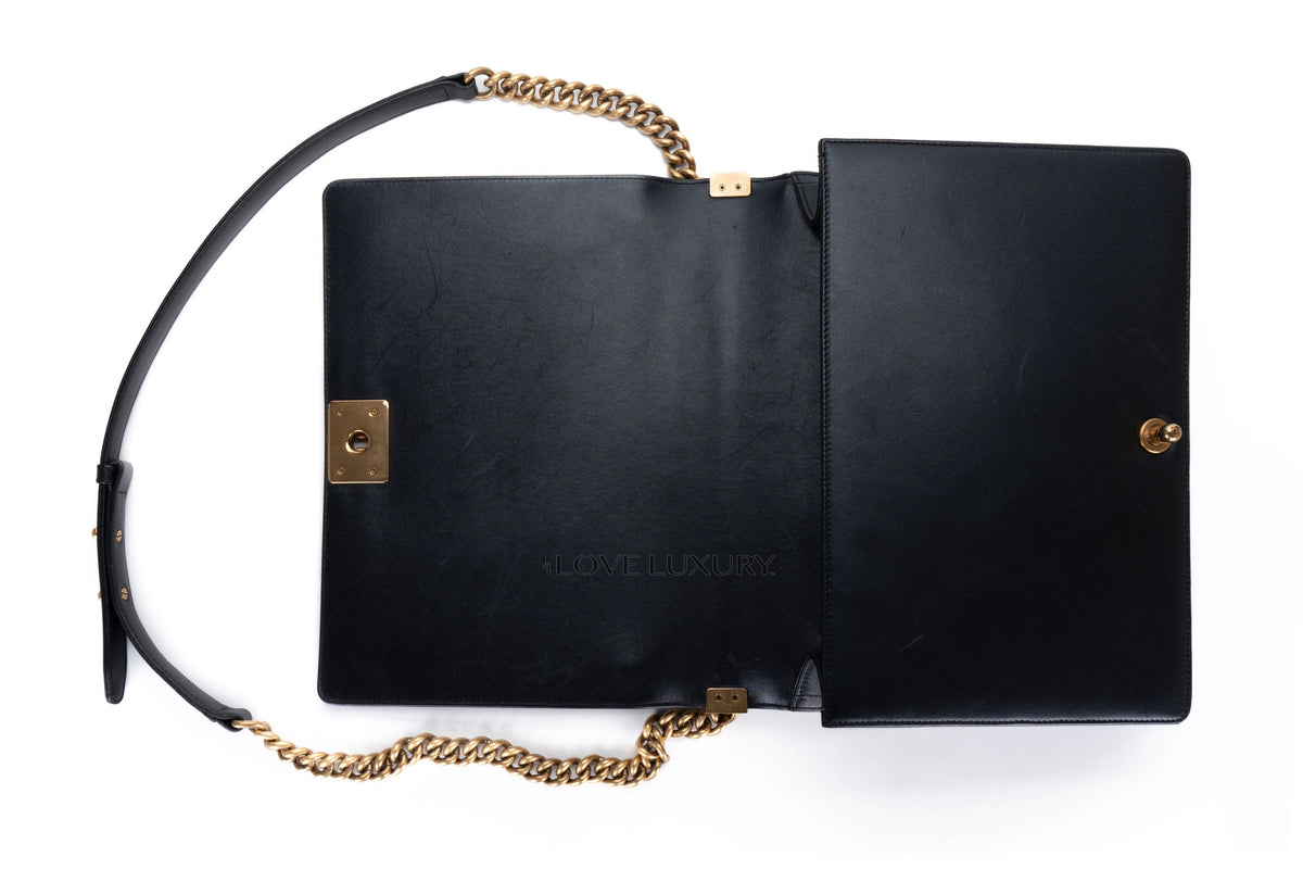 Chanel Large Boy Black Lambskin Gold Hardware - view 11