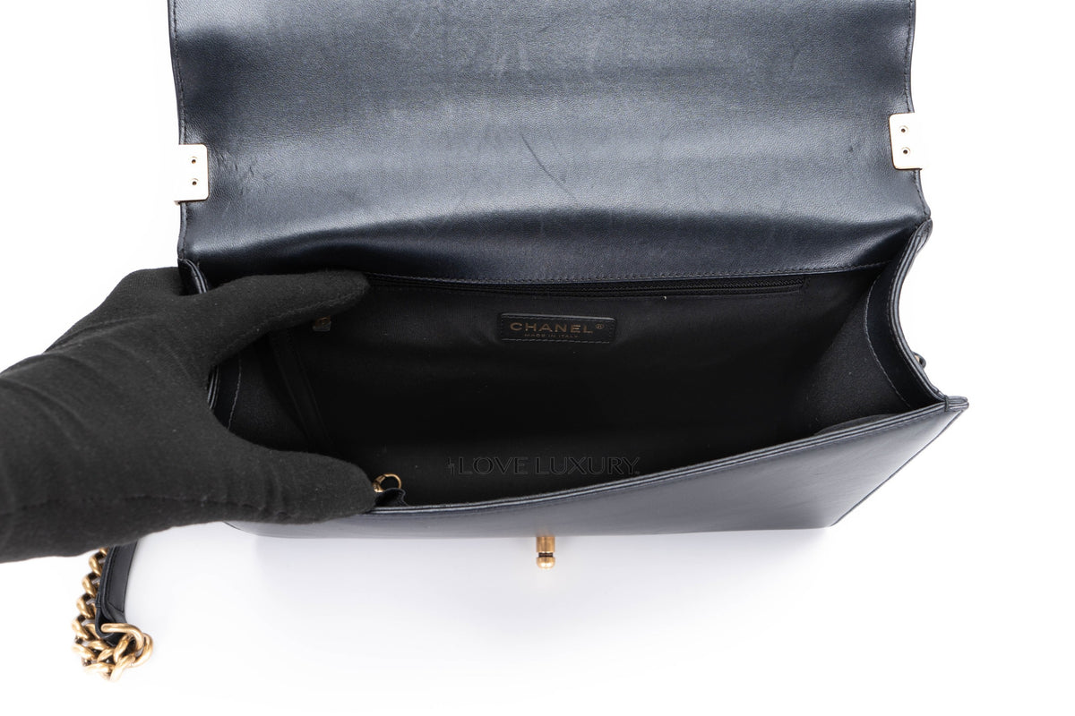 Chanel Large Boy Black Lambskin Gold Hardware - view 12
