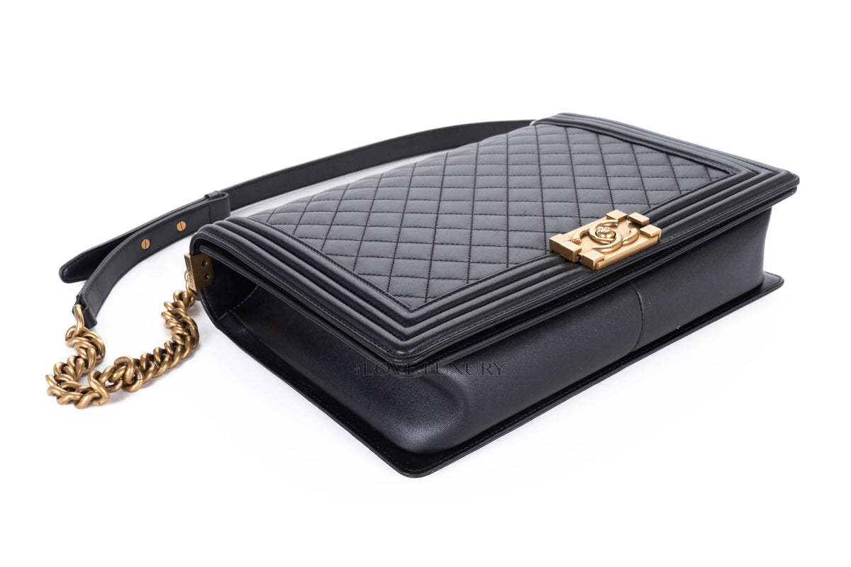 Chanel Large Boy Black Lambskin Gold Hardware - view 13
