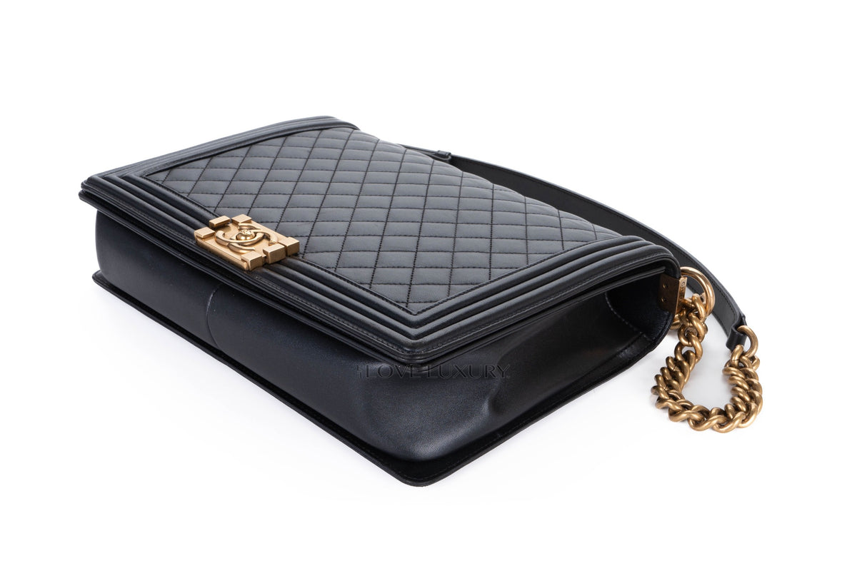 Chanel Large Boy Black Lambskin Gold Hardware - view 14