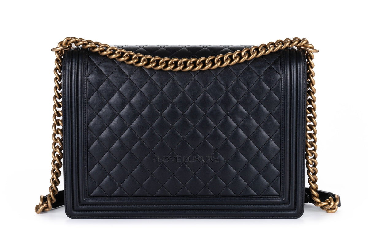 Chanel Large Boy Black Lambskin Gold Hardware - view 3