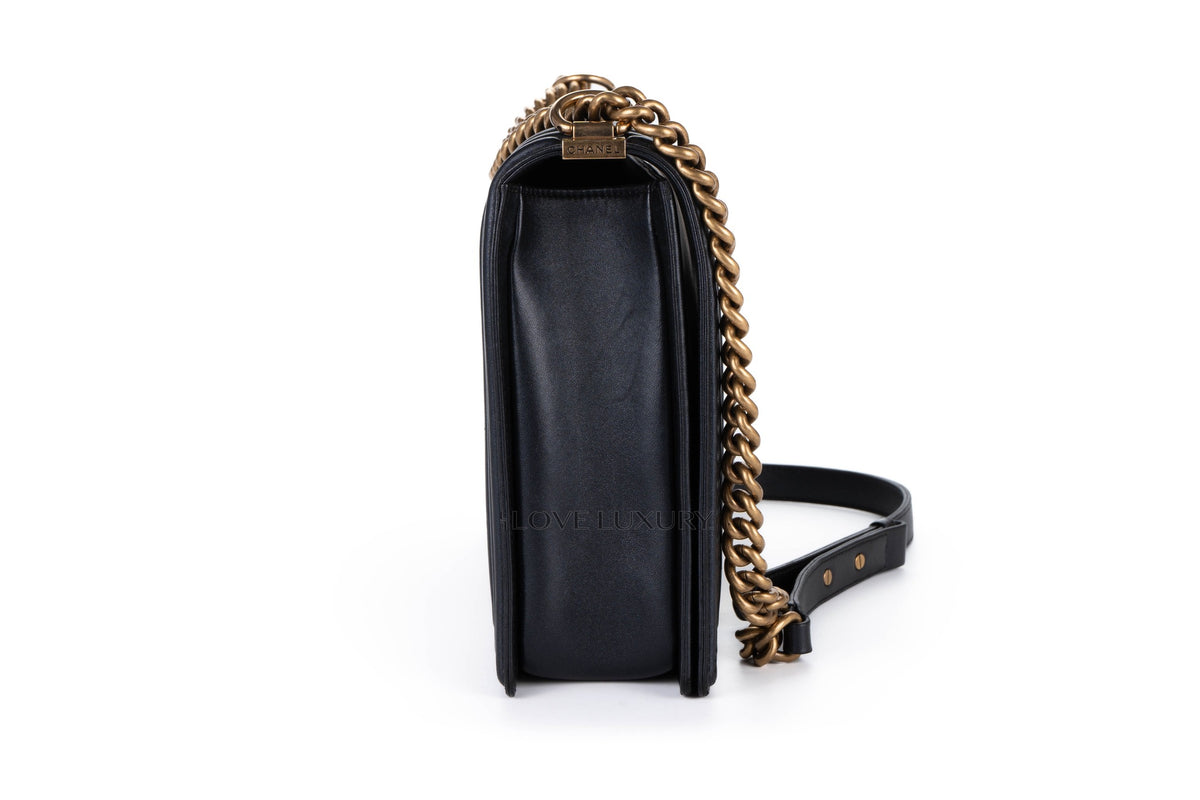 Chanel Large Boy Black Lambskin Gold Hardware - view 5
