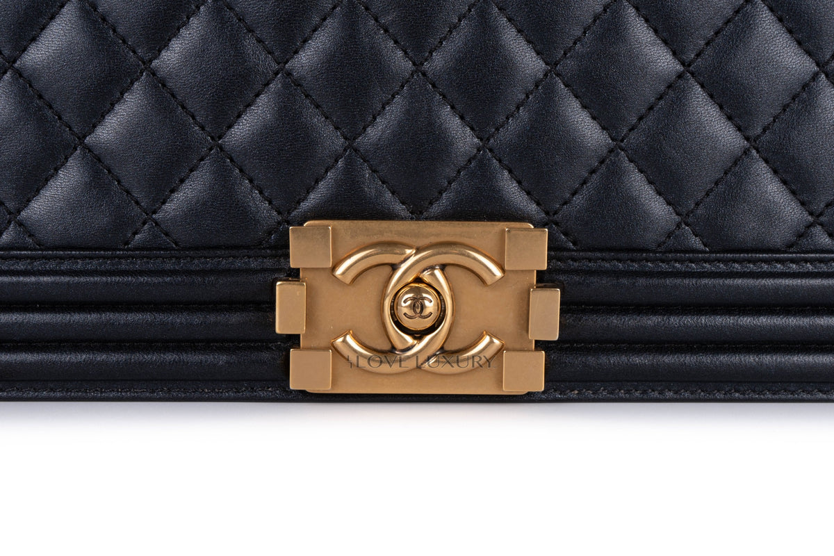 Chanel Large Boy Black Lambskin Gold Hardware - view 7