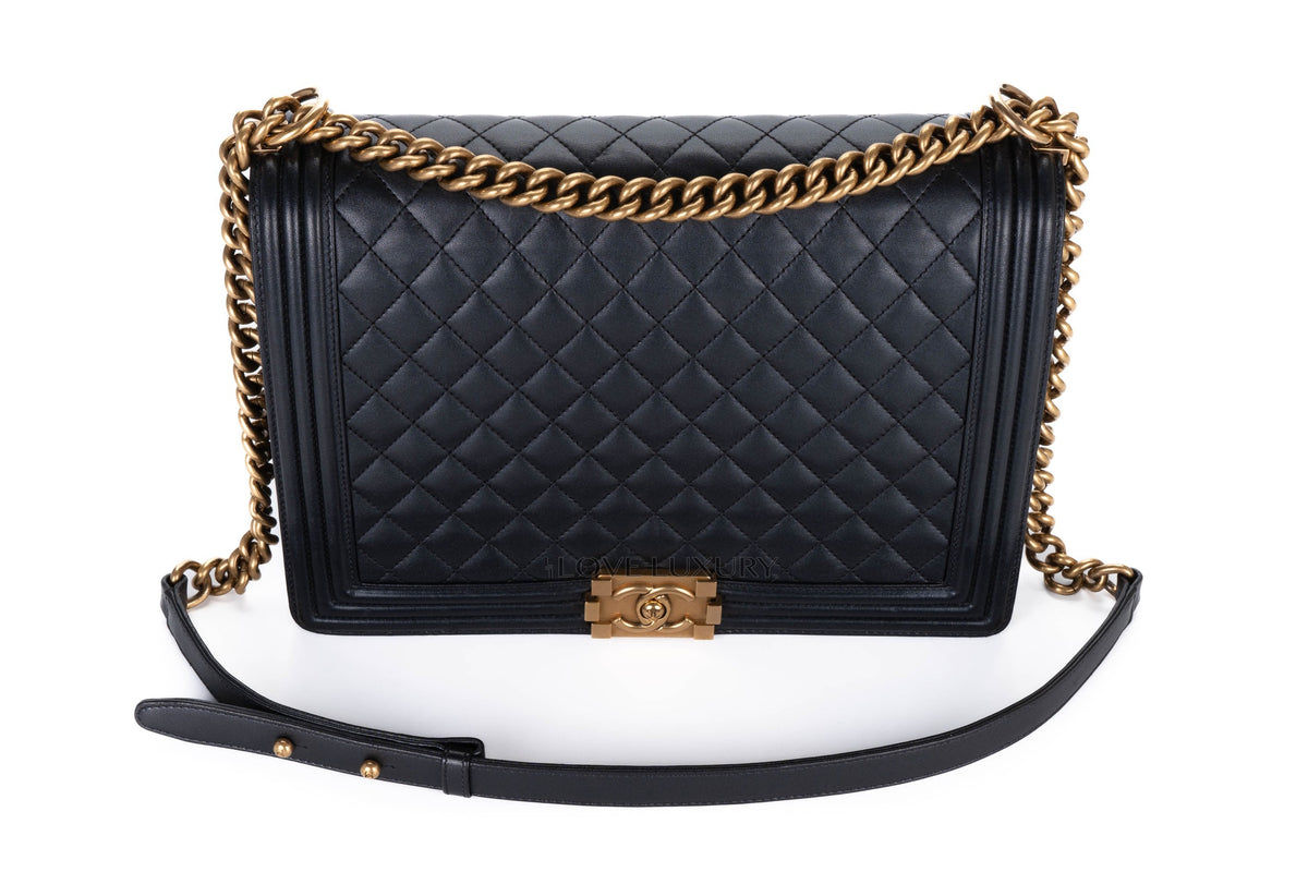 Chanel Large Boy Black Lambskin Gold Hardware - view 8