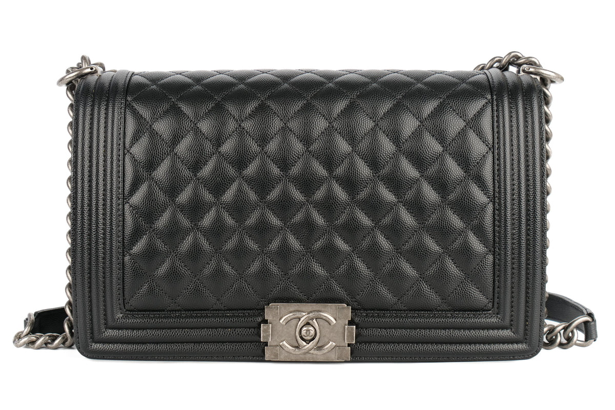 Chanel Large Boy Black Caviar Ruthenium Hardware - view 1