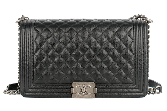Chanel Large Boy Black Caviar Ruthenium Hardware - view 1