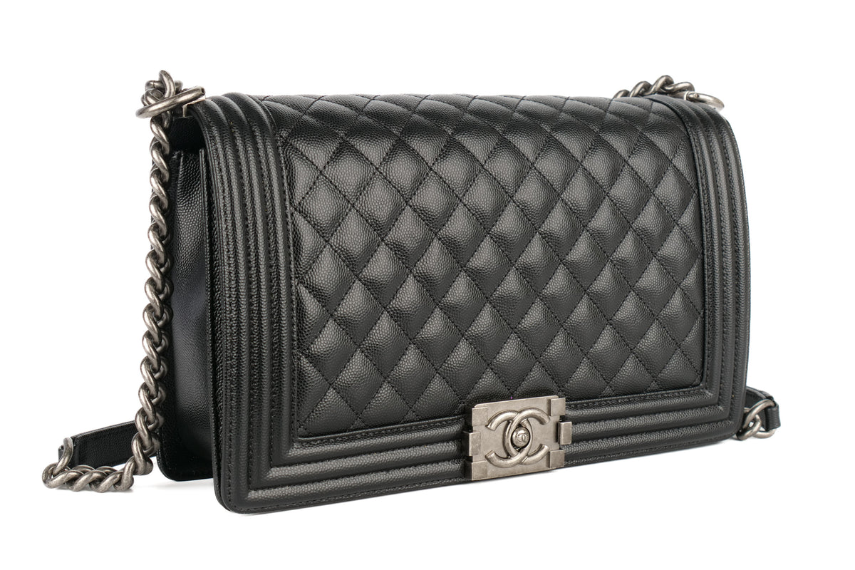 Chanel Large Boy Black Caviar Ruthenium Hardware - view 2