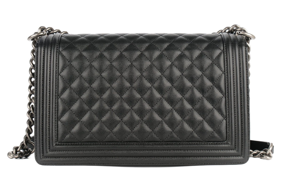 Chanel Large Boy Black Caviar Ruthenium Hardware - view 3
