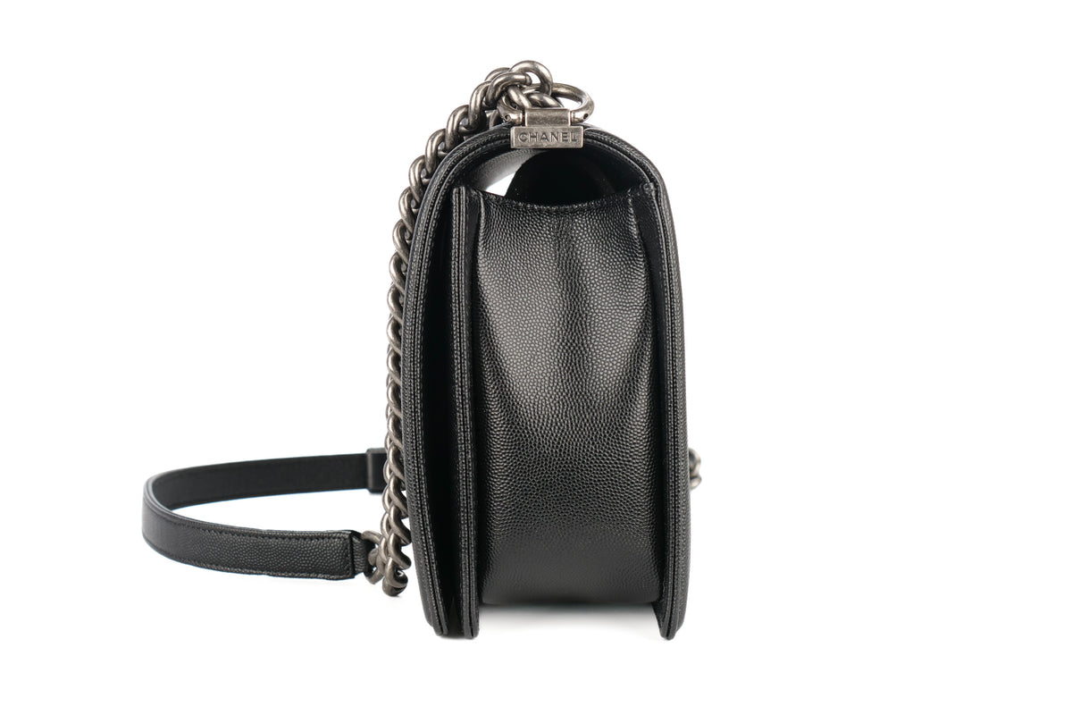 Chanel Large Boy Black Caviar Ruthenium Hardware - view 4