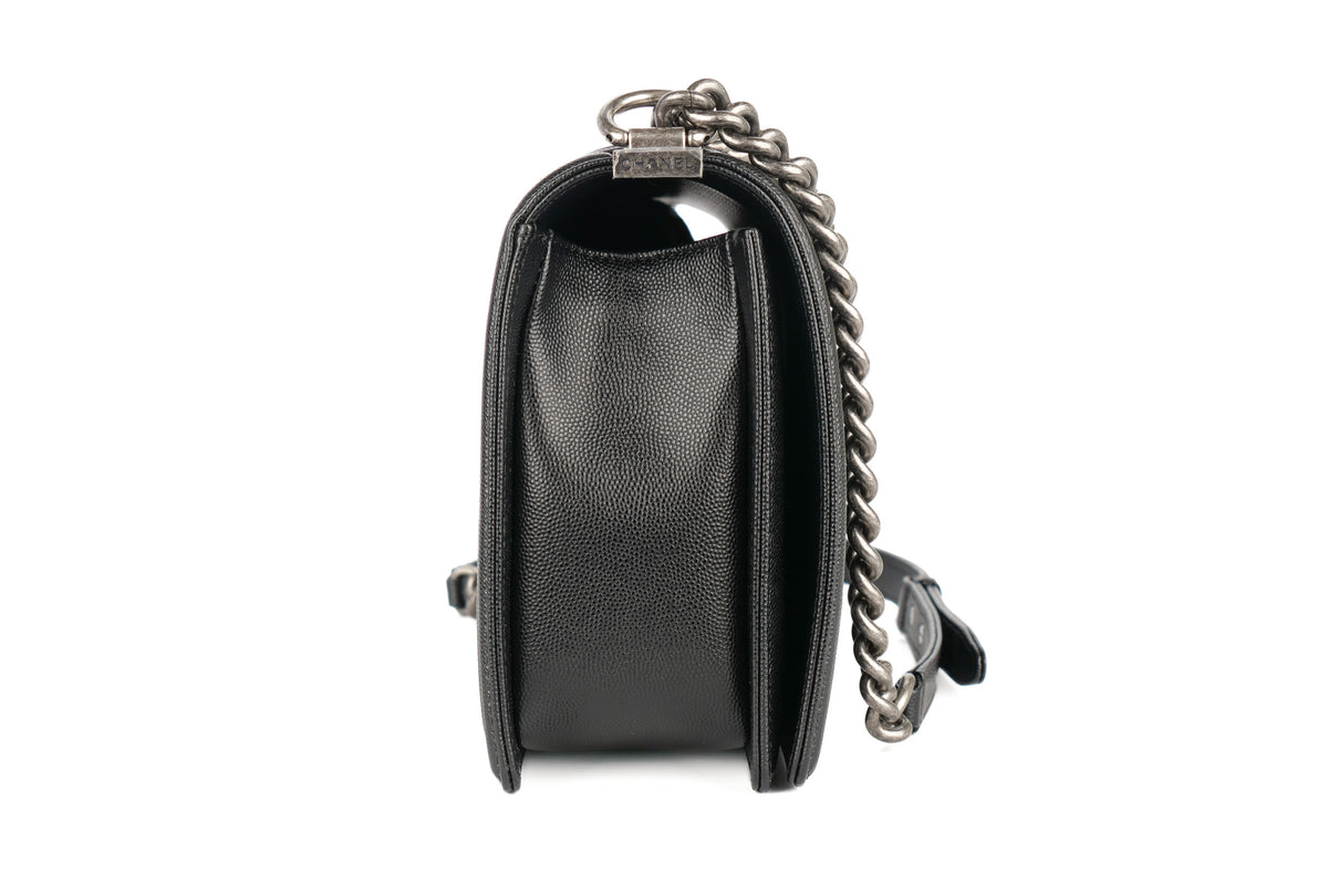 Chanel Large Boy Black Caviar Ruthenium Hardware - view 5