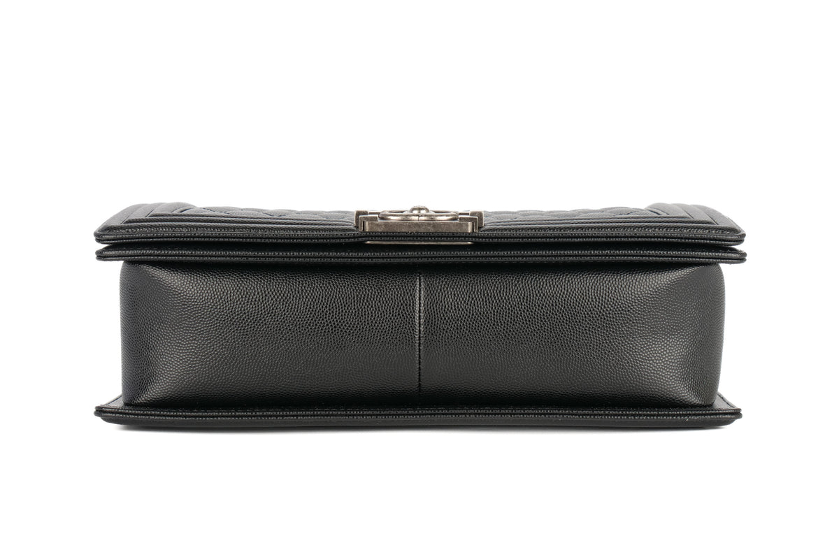 Chanel Large Boy Black Caviar Ruthenium Hardware - view 6