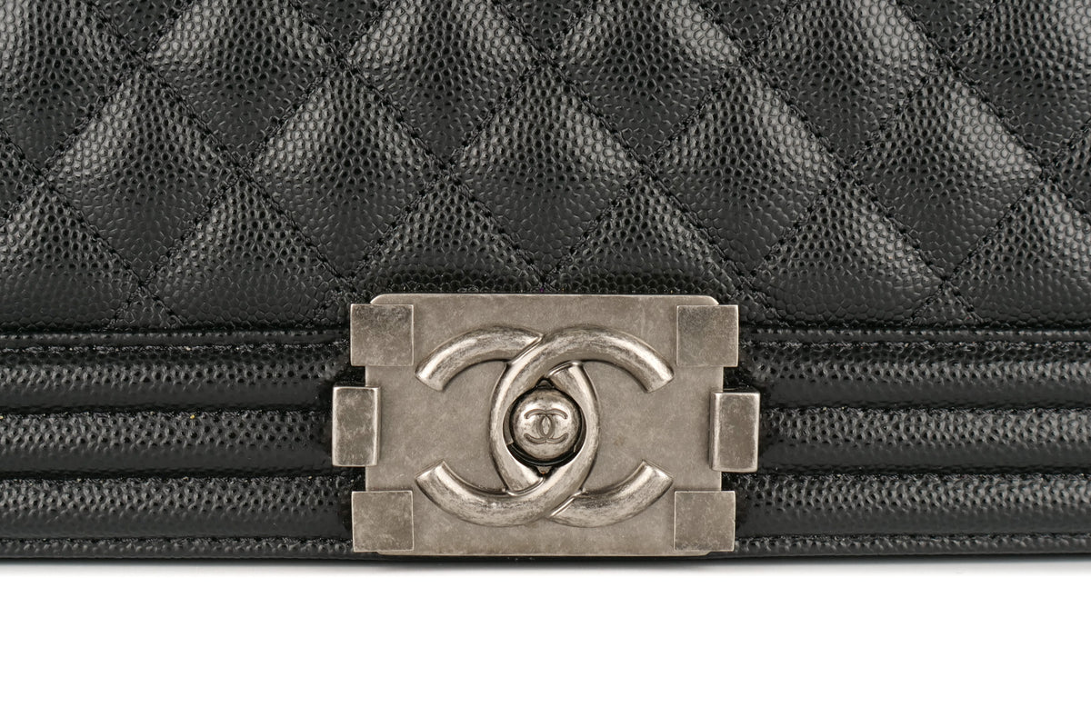Chanel Large Boy Black Caviar Ruthenium Hardware - view 7