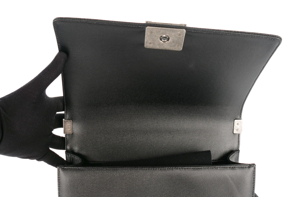 Chanel Large Boy Black Caviar Ruthenium Hardware - view 8