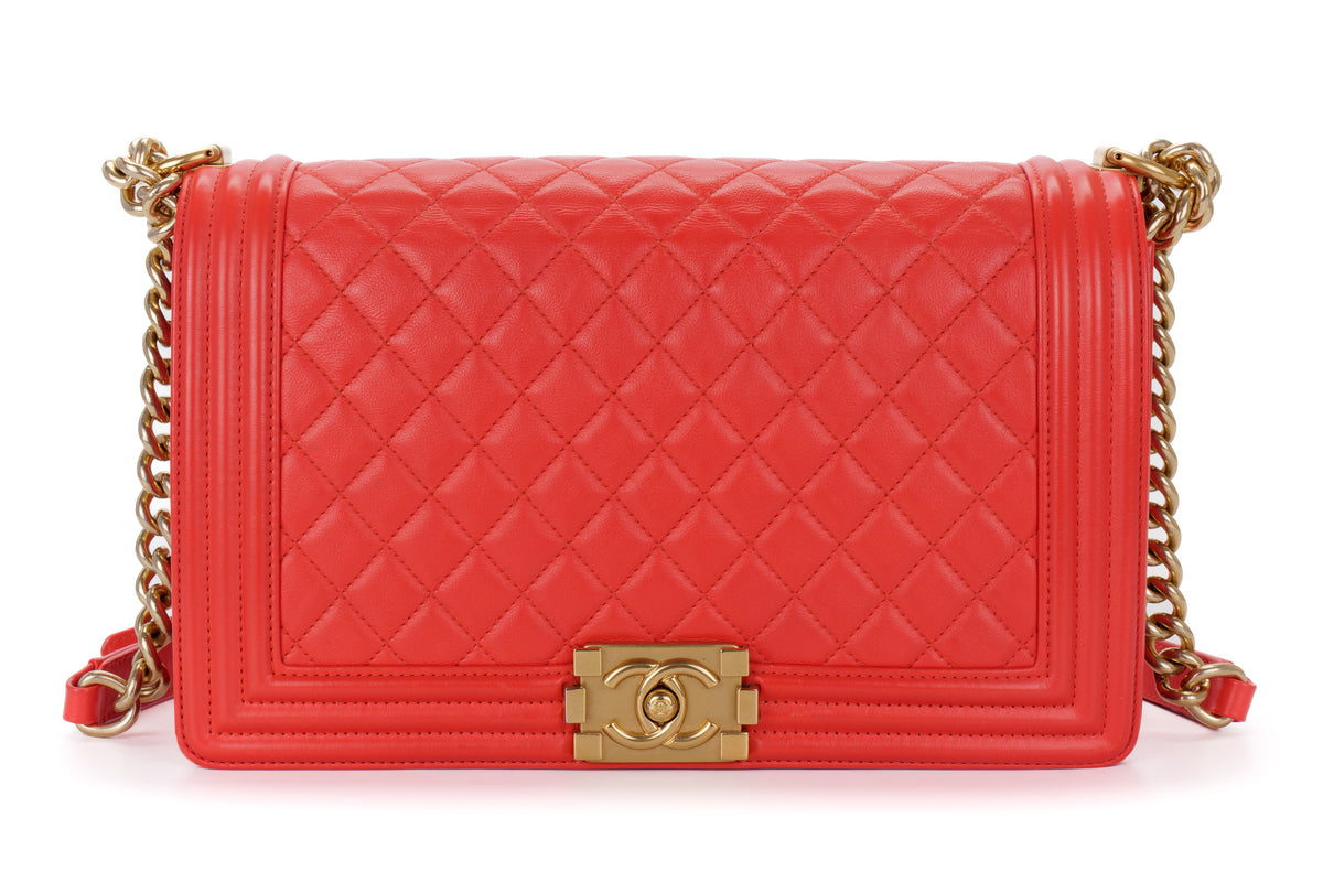Chanel Large Boy Coral Red Gold Hardware - view 1