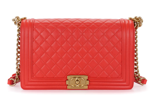 Chanel Large Boy Coral Red Gold Hardware - view 1