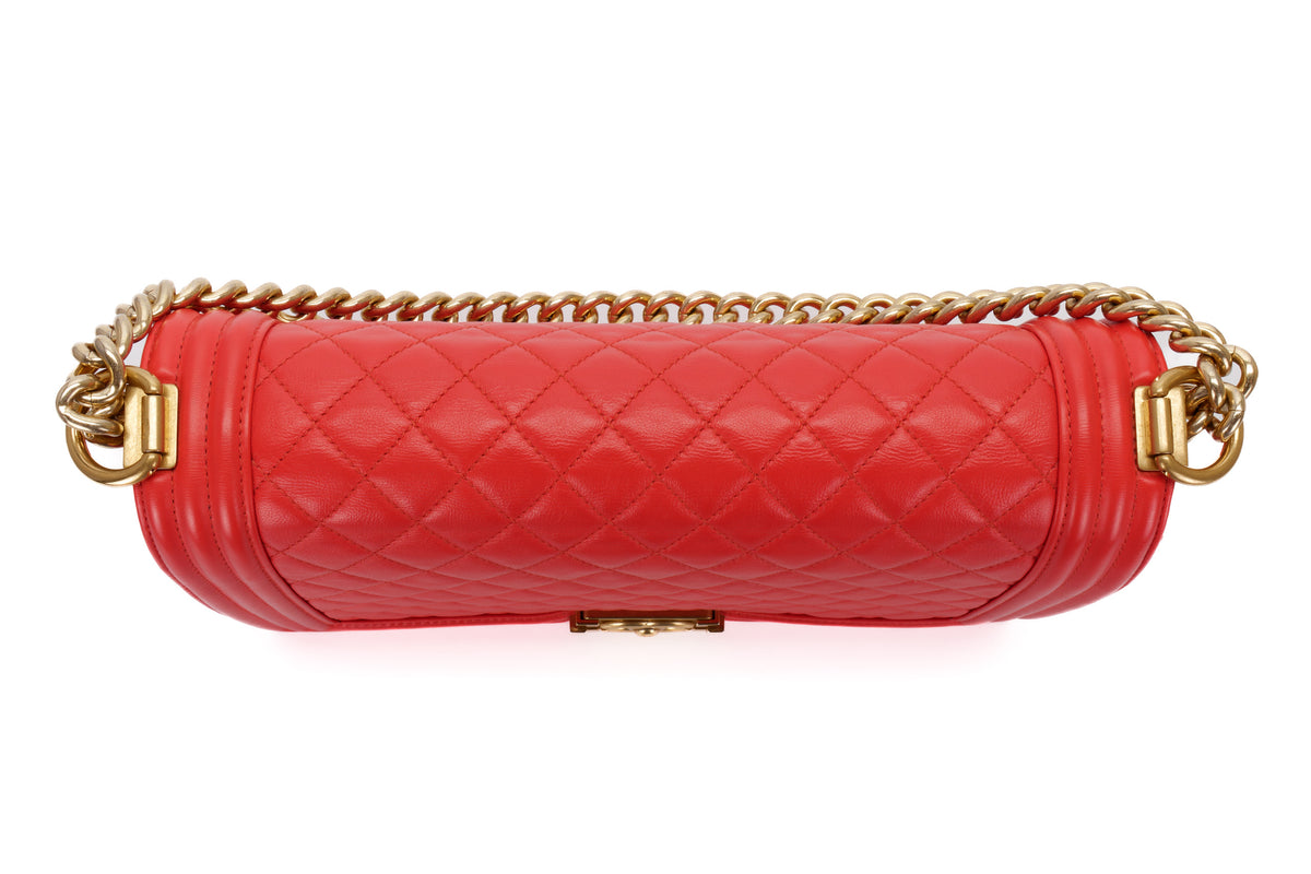 Chanel Large Boy Coral Red Gold Hardware - view 12