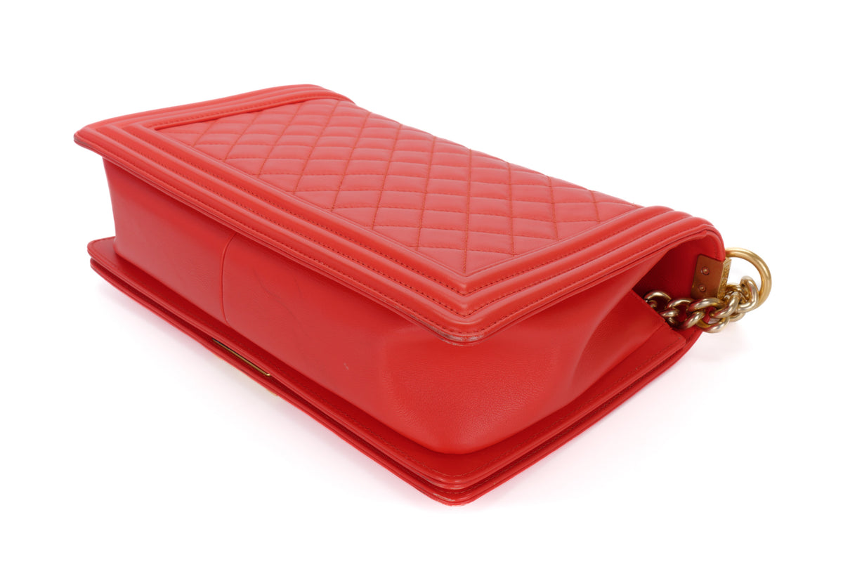 Chanel Large Boy Coral Red Gold Hardware - view 16