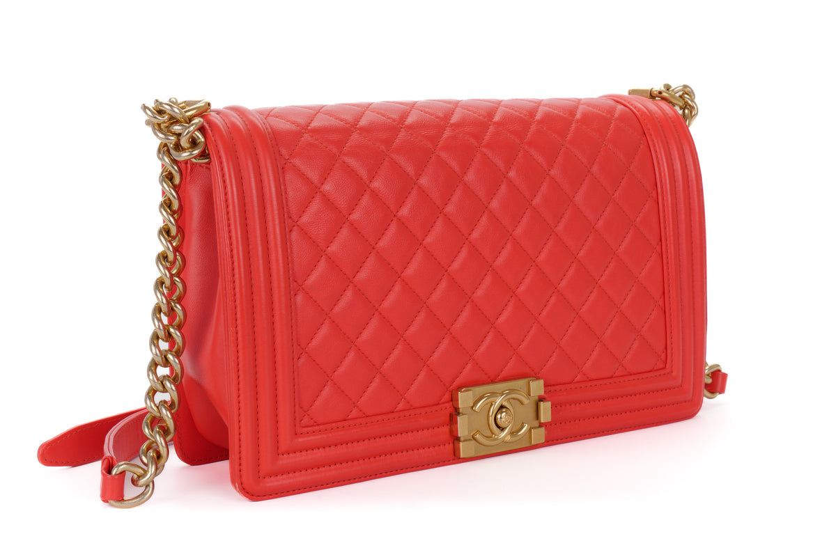 Chanel Large Boy Coral Red Gold Hardware - view 2