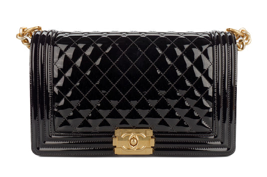 Chanel Large Boy Black Patent Gold Hardware - view 1