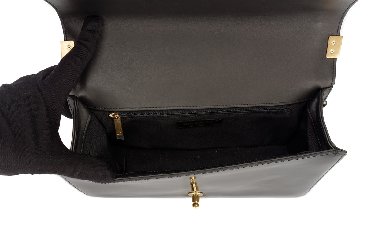 Chanel Large Boy Black Patent Gold Hardware - view 10