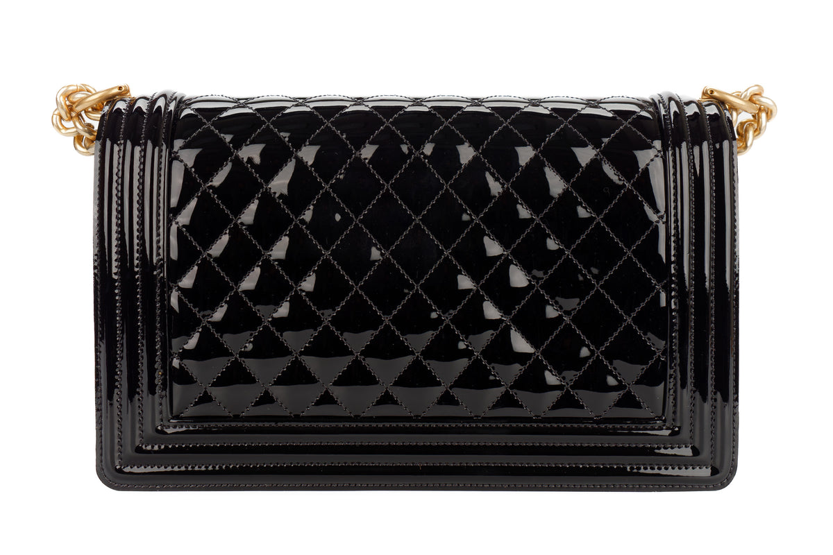 Chanel Large Boy Black Patent Gold Hardware - view 3