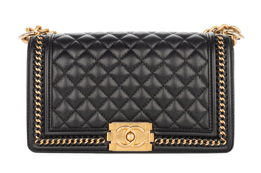 Chanel Medium Boy Le Black Caviar Gold Hardware - view 1