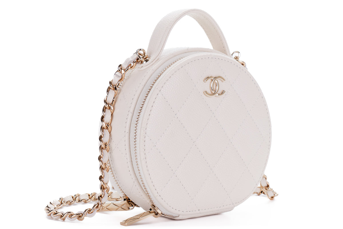 Chanel Small Vanity Matalasse White Caviar Gold Hardware - view 2