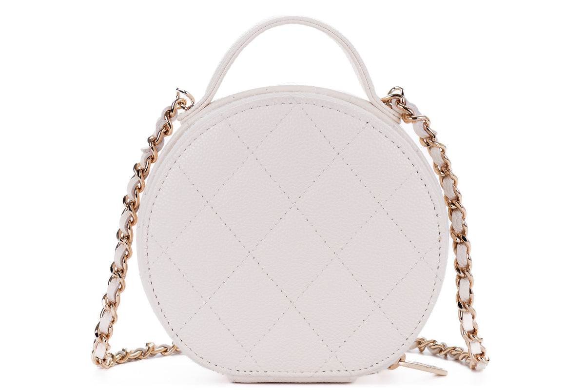 Chanel Small Vanity Matalasse White Caviar Gold Hardware - view 3
