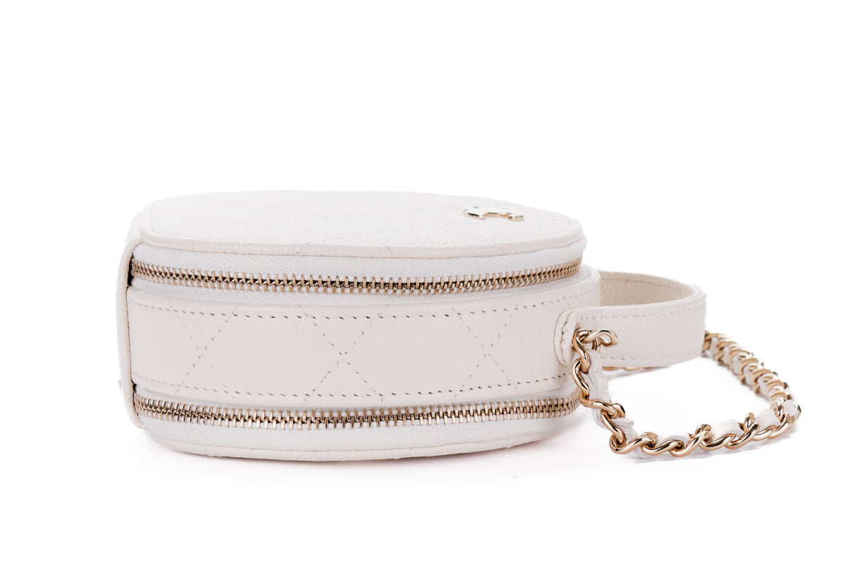 Chanel Small Vanity Matalasse White Caviar Gold Hardware - view 4