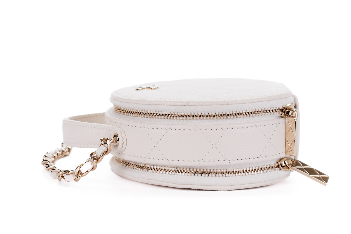 Chanel Small Vanity Matalasse White Caviar Gold Hardware - view 5