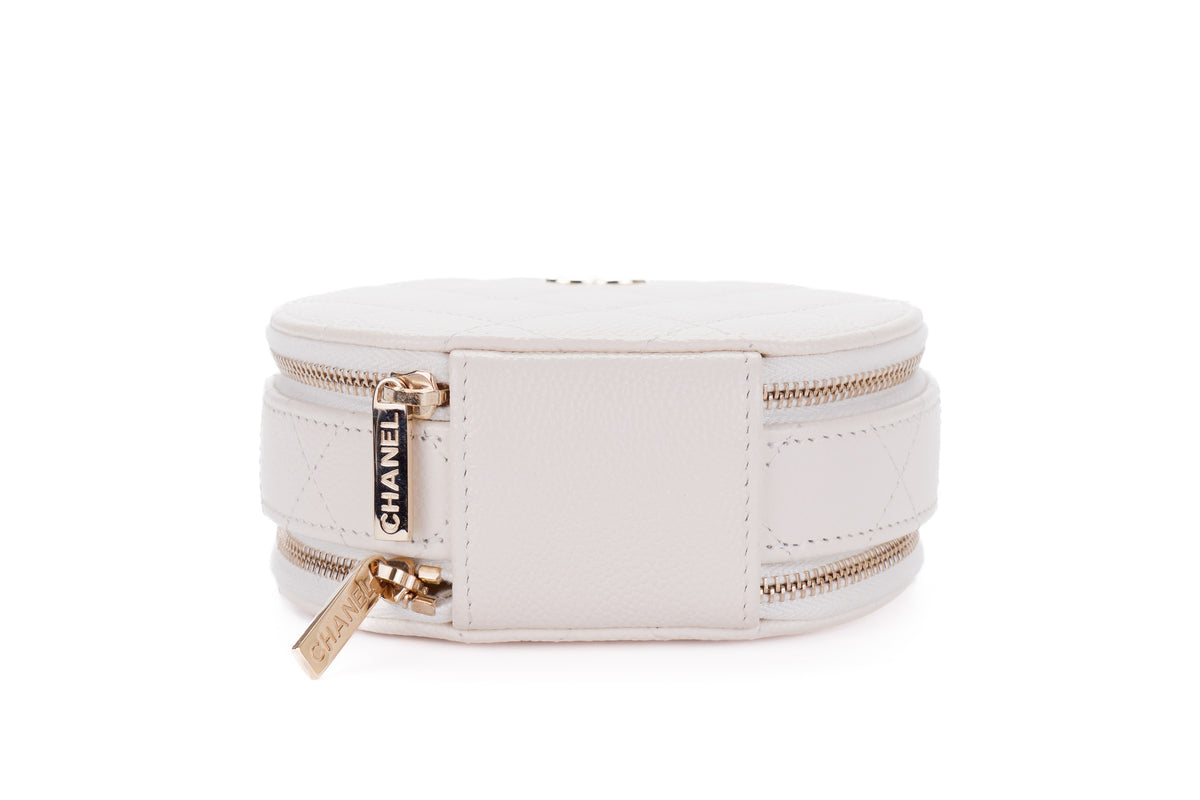 Chanel Small Vanity Matalasse White Caviar Gold Hardware - view 6