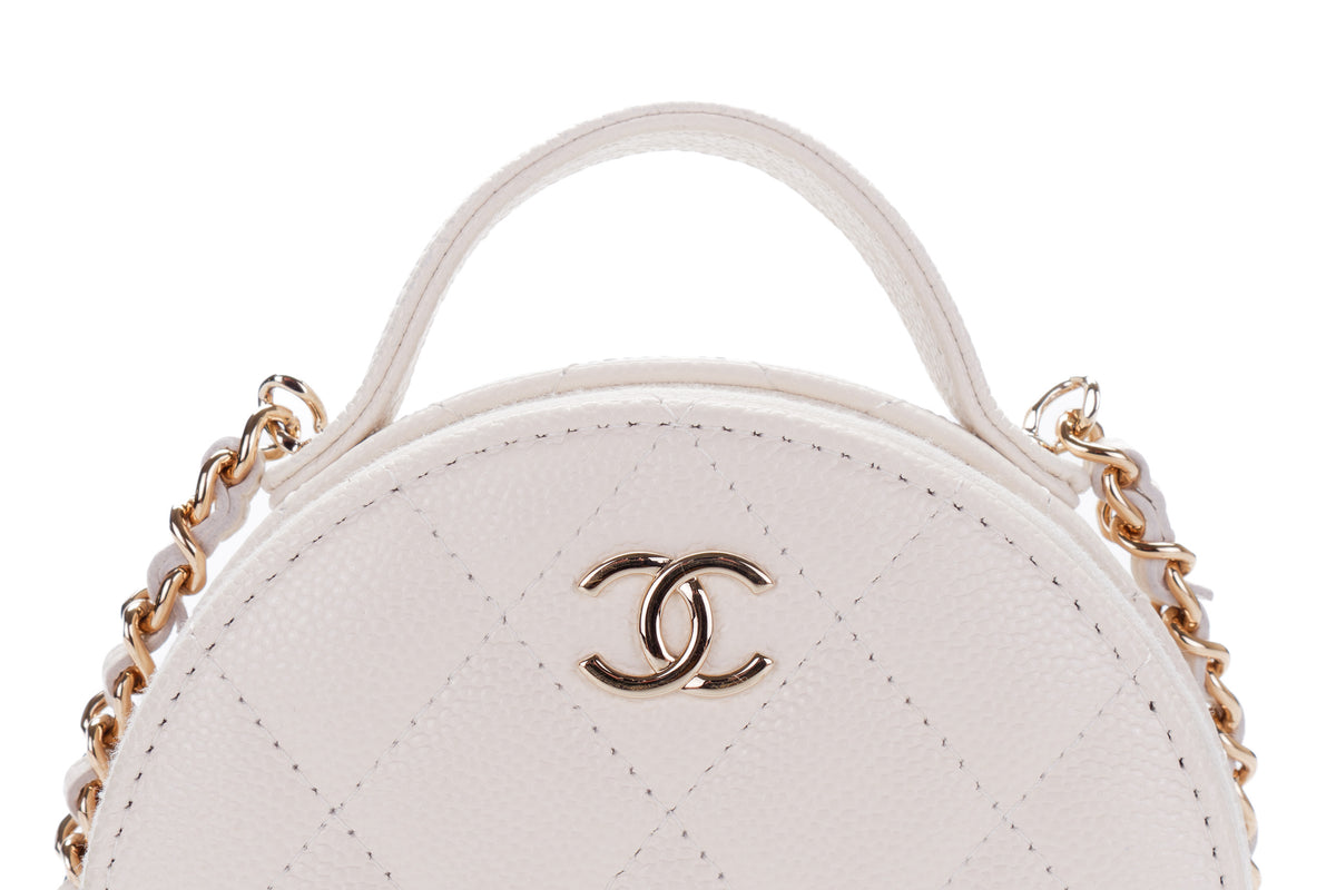 Chanel Small Vanity Matalasse White Caviar Gold Hardware - view 8