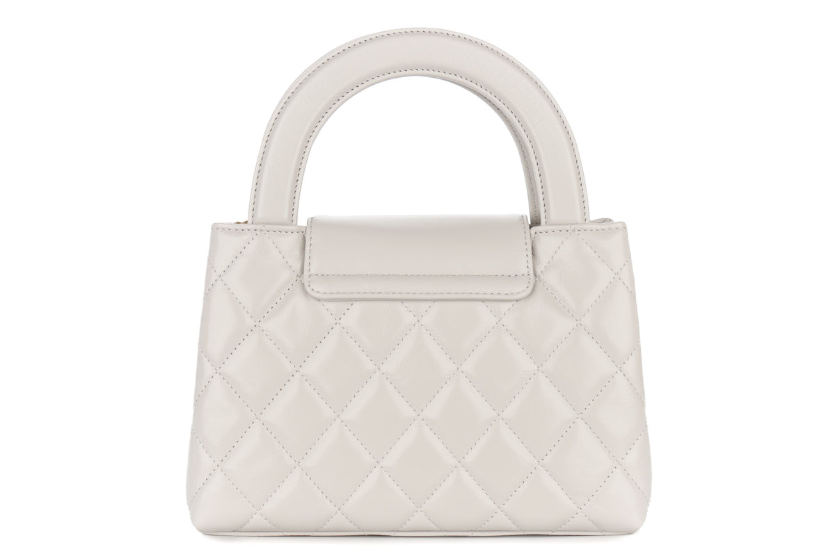 Chanel Small Kelly Matelasse Tote Light Grey Calfskin Gold Hardware - view 3