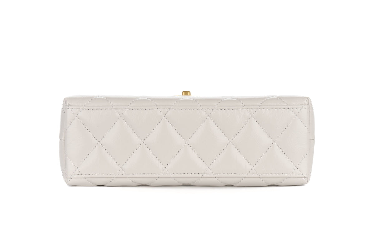 Chanel Small Kelly Matelasse Tote Light Grey Calfskin Gold Hardware - view 6