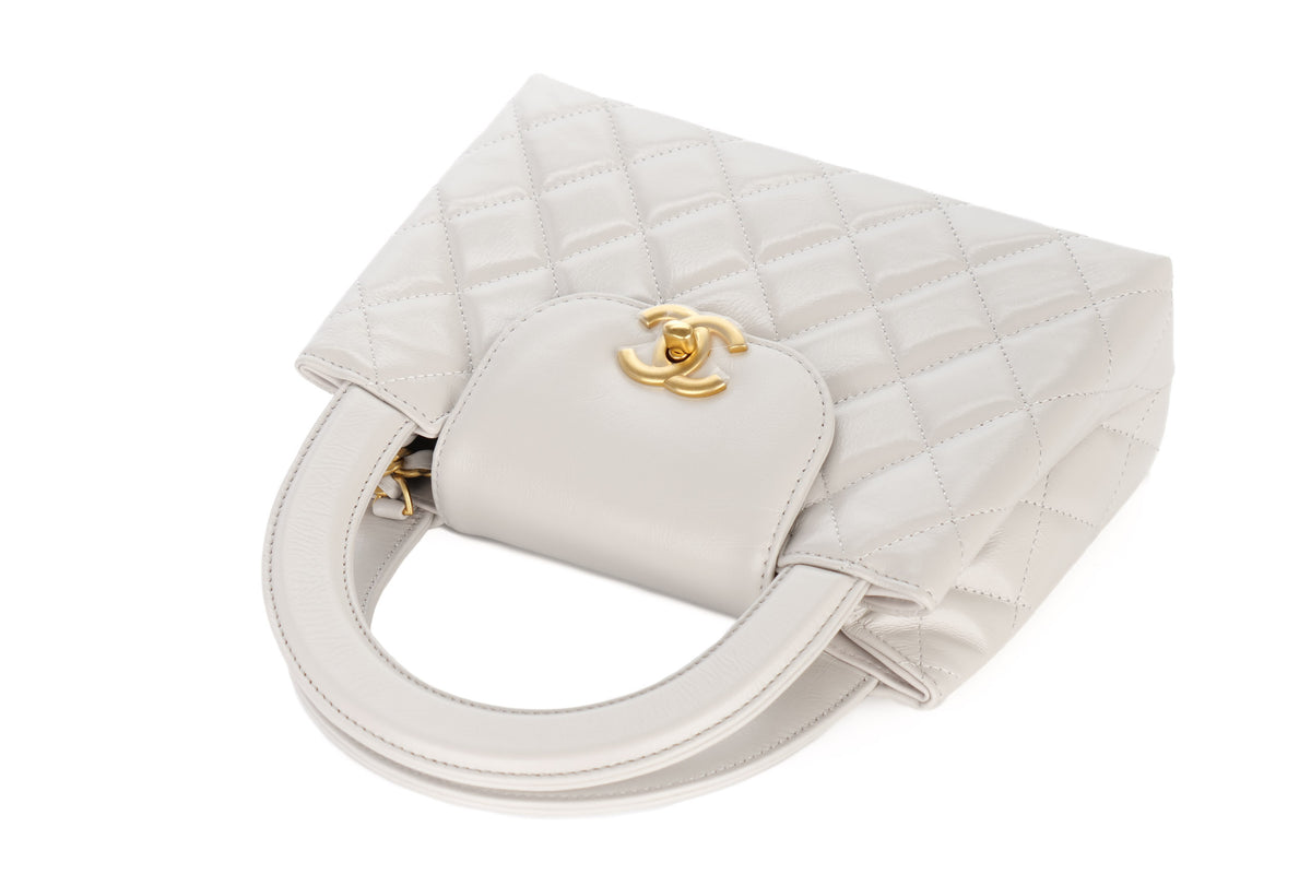 Chanel Small Kelly Matelasse Tote Light Grey Calfskin Gold Hardware - view 8
