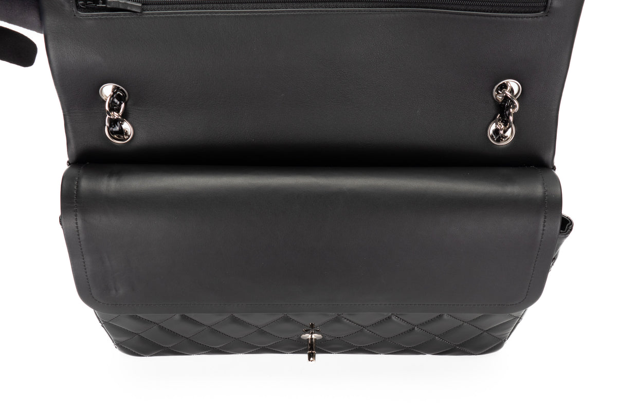 Chanel Maxi Classic Flap Black Patent Silver Hardware - view 10