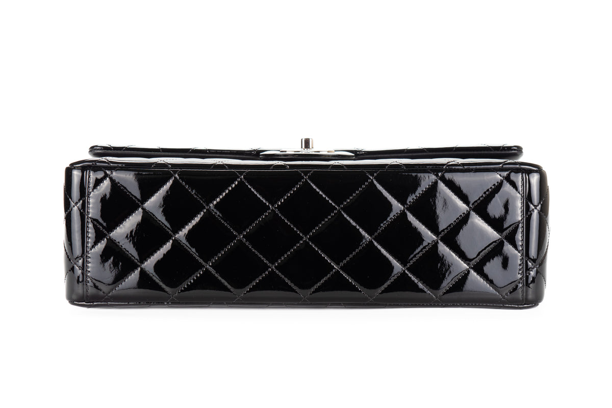 Chanel Maxi Classic Flap Black Patent Silver Hardware - view 6
