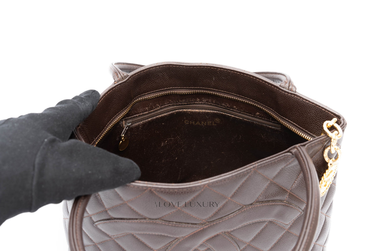 Chanel Tote Quilted Medallion Vintage Brown Caviar - view 8