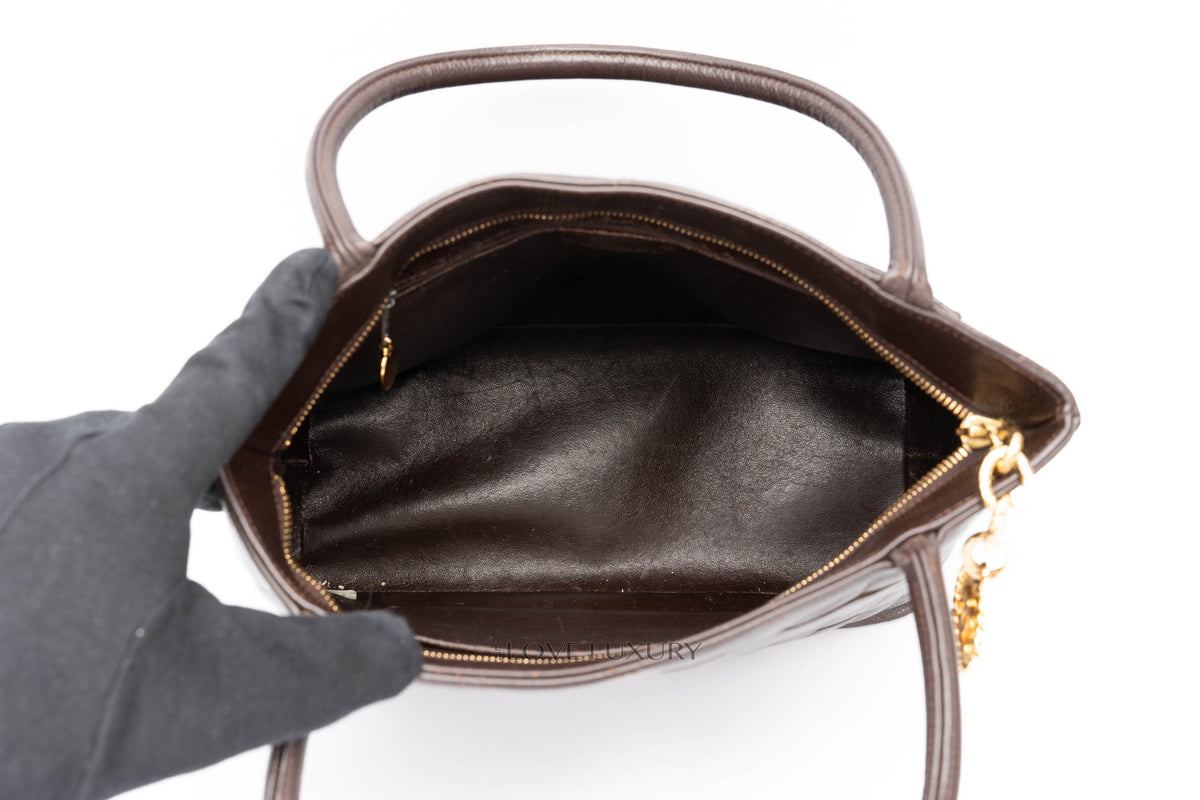 Chanel Tote Quilted Medallion Vintage Brown Caviar - view 10