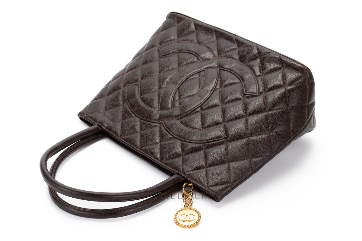 Chanel Tote Quilted Medallion Vintage Brown Caviar - view 11